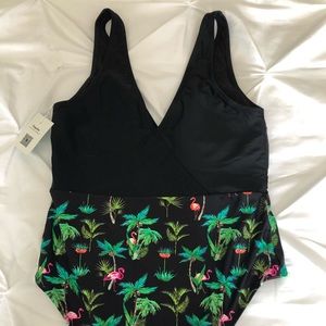 Cupshe One Piece flamingo/palm tree bathing suit